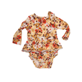 Carter's Floral Peplum Bodysuit | Red, Orange & Brown | Girls 9M