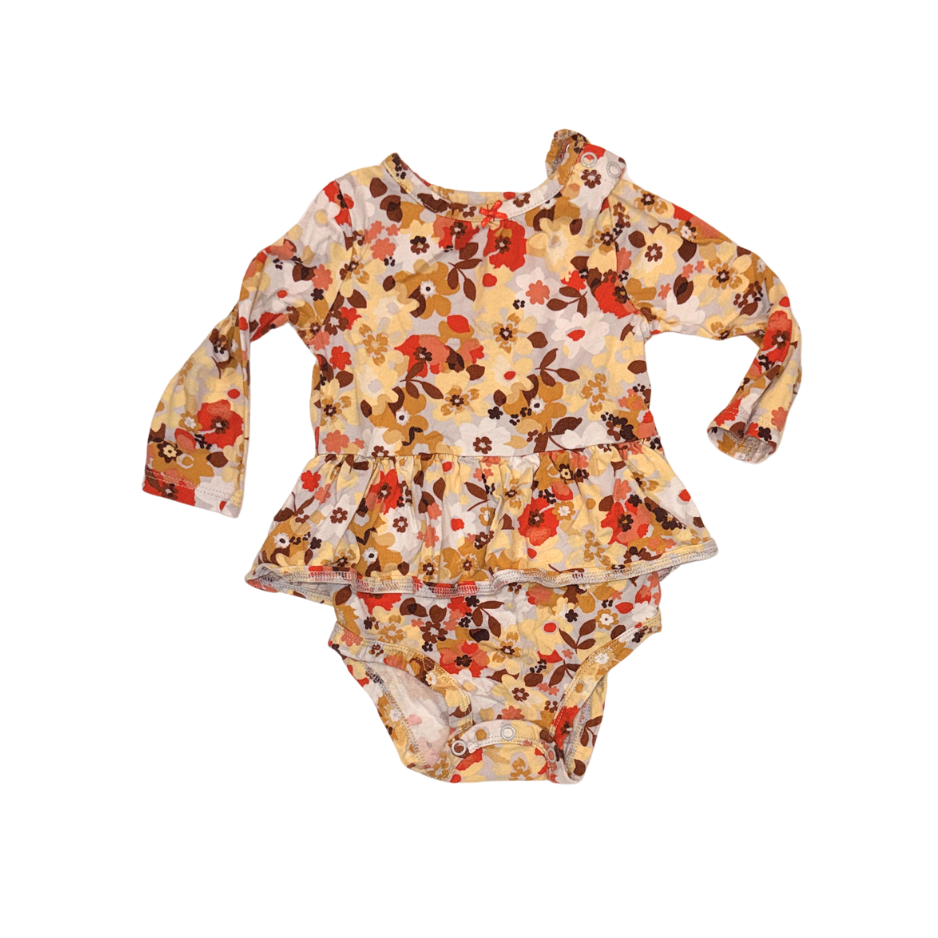 Carter's Floral Peplum Bodysuit | Red, Orange & Brown | Girls 9M