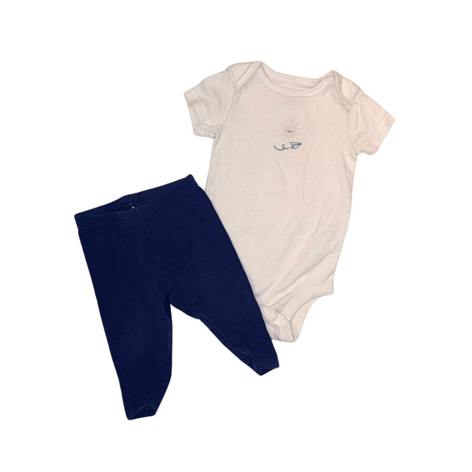 Carter's Sun & Paper Plane Bodysuit & Navy Pants Set | 6M