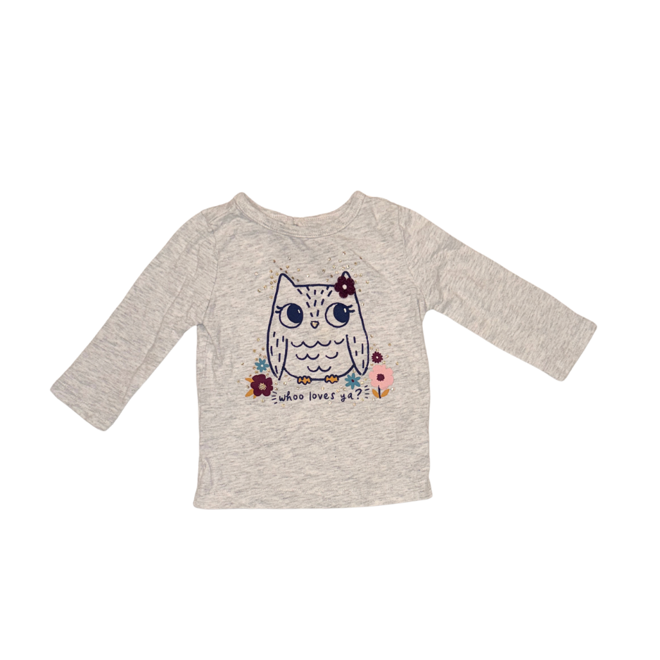 Carter's Grey Owl Print Long-Sleeve Top | 6M