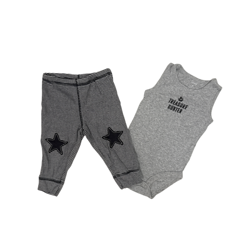 Carter's | Set Of 2 Bodysuit & Pants | Grey And Black | 6M