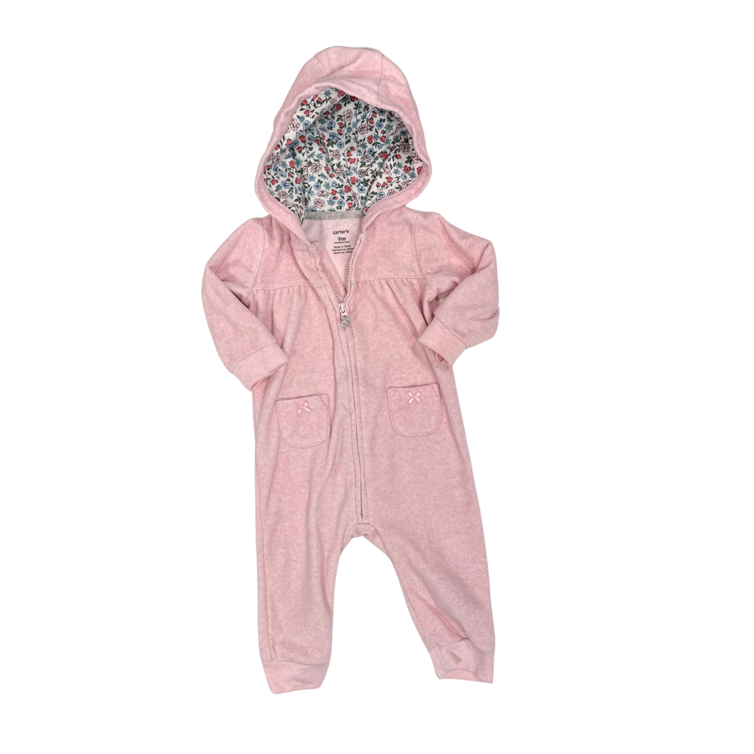 Carter'S | Onesies | Hooded Fleece Onesie | Pink | 9M