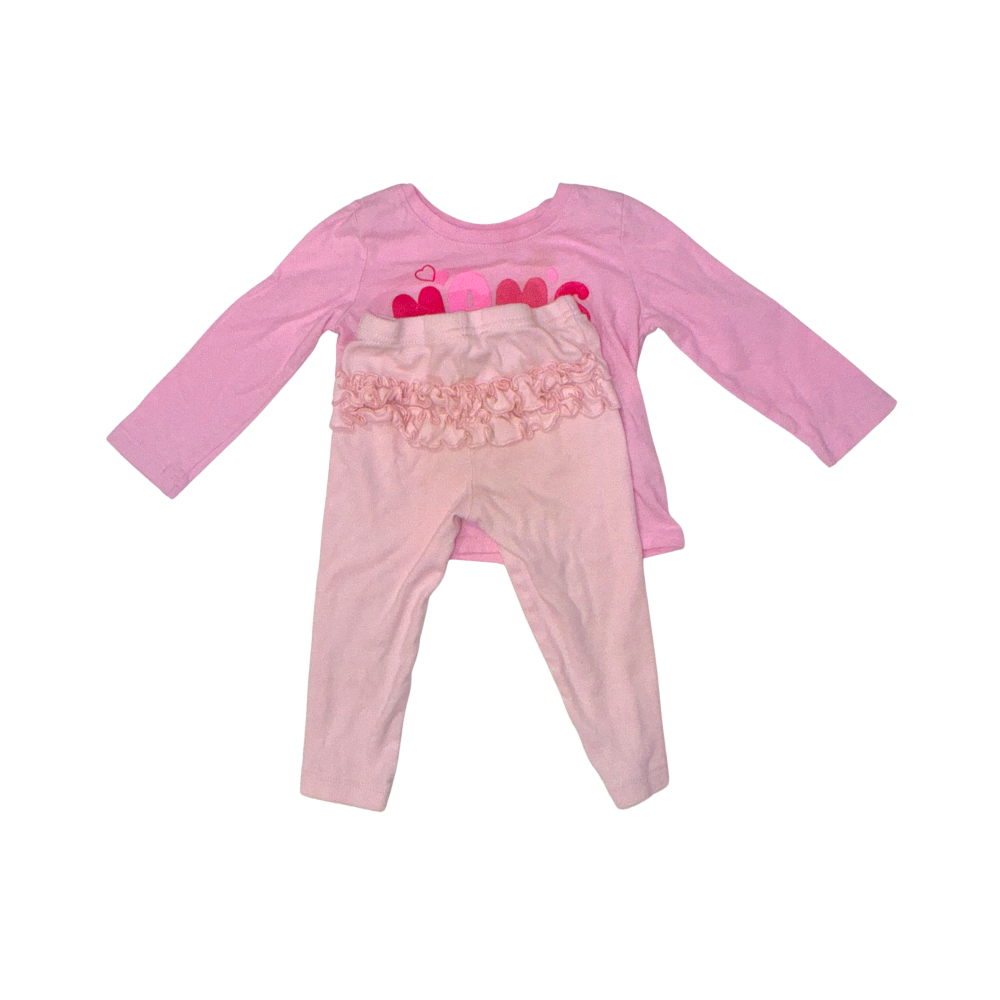 Pink set of pants & short-sleeve t-shirt | 12M