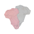 Set of 2 long-sleeve onesies | Light grey & pink | 12M