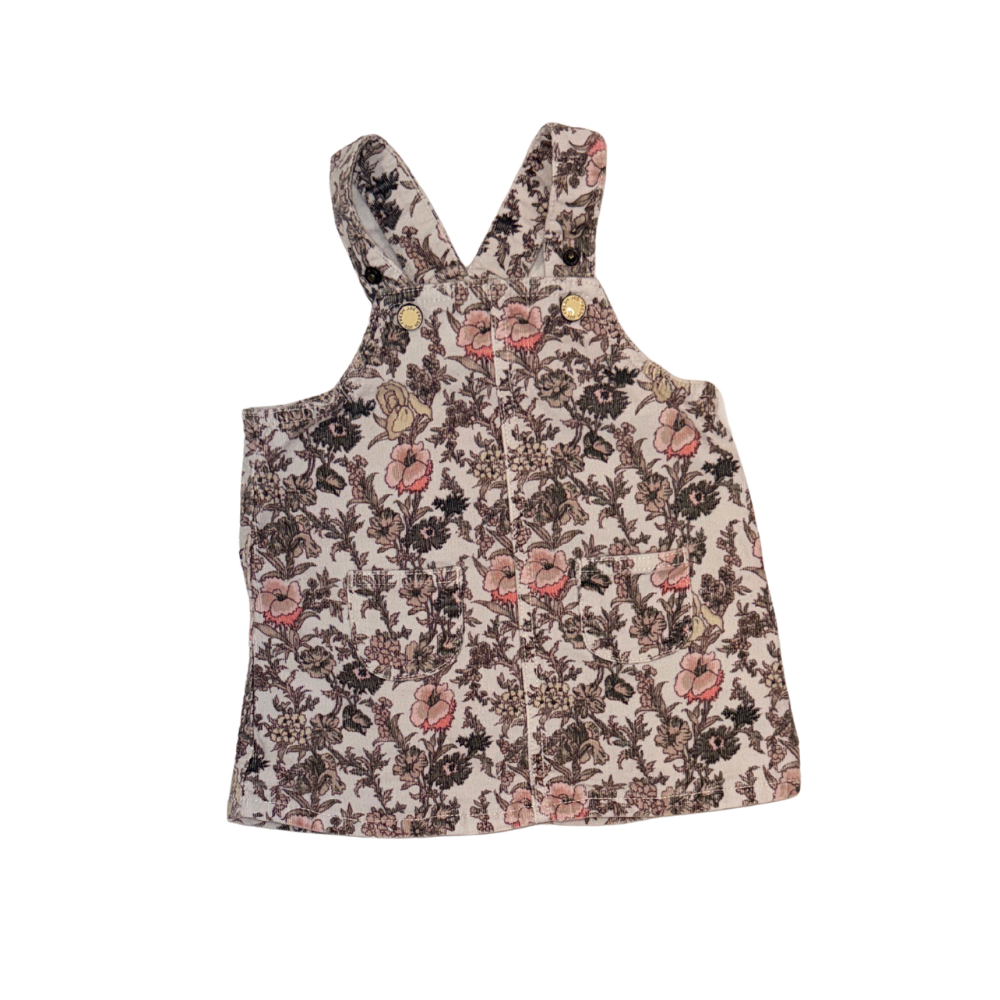 Floral boho beige & green overalls | 12-18M