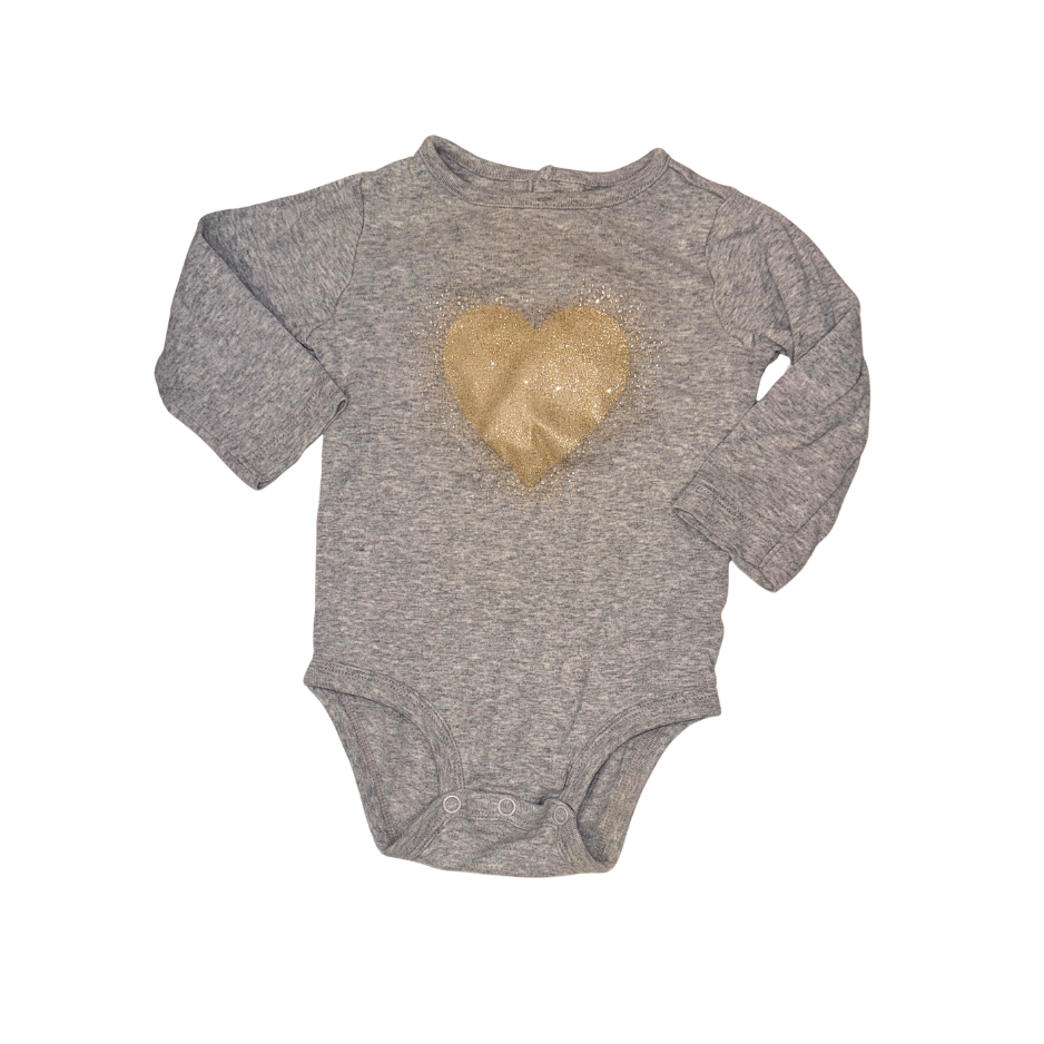 Grey with gold heart onesie | 12M