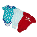 Multi Brands | Set Of 3 Bodysuits | Teal, Light Blue & Red | 12M