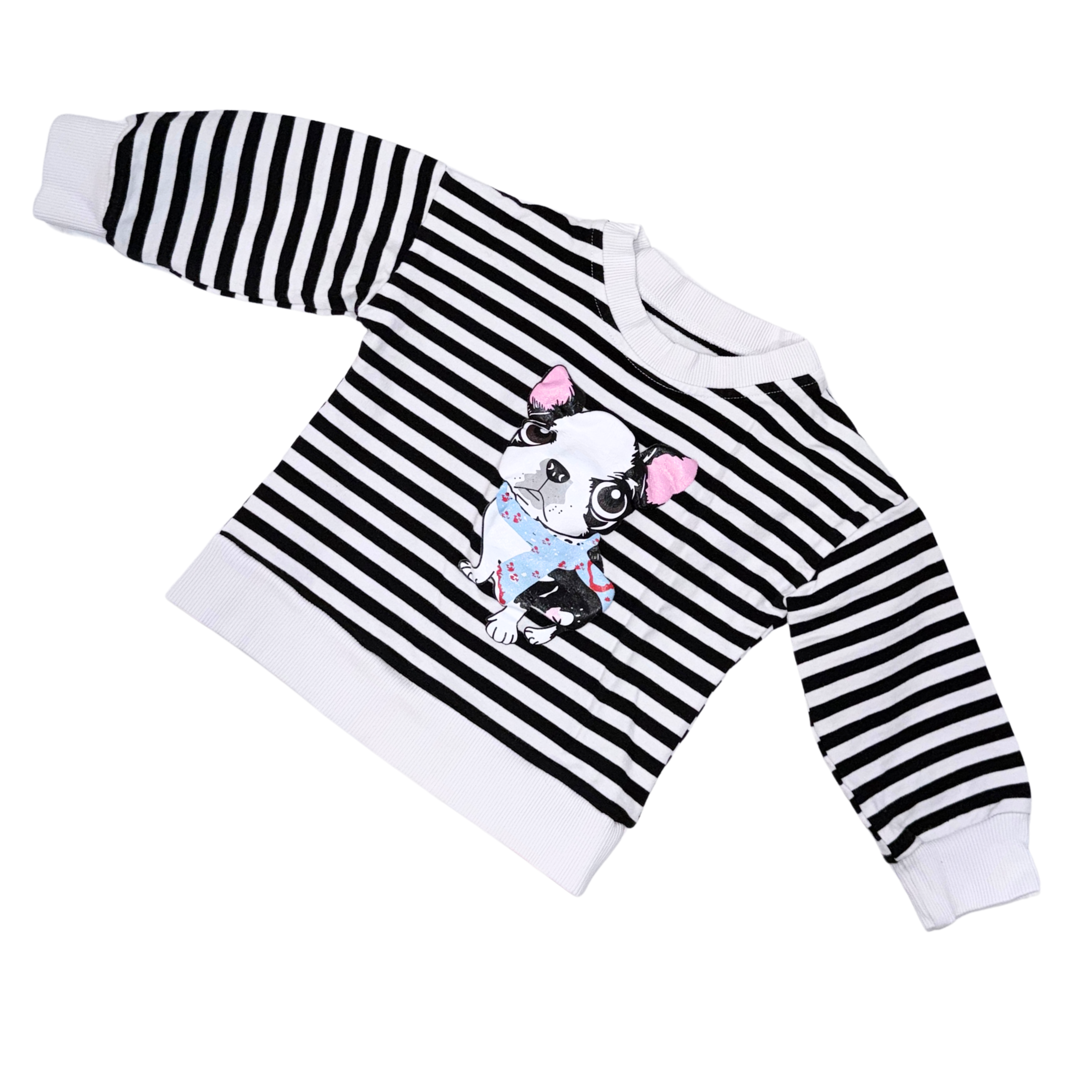 Sweatshirts black & white stripes with dog | 2T