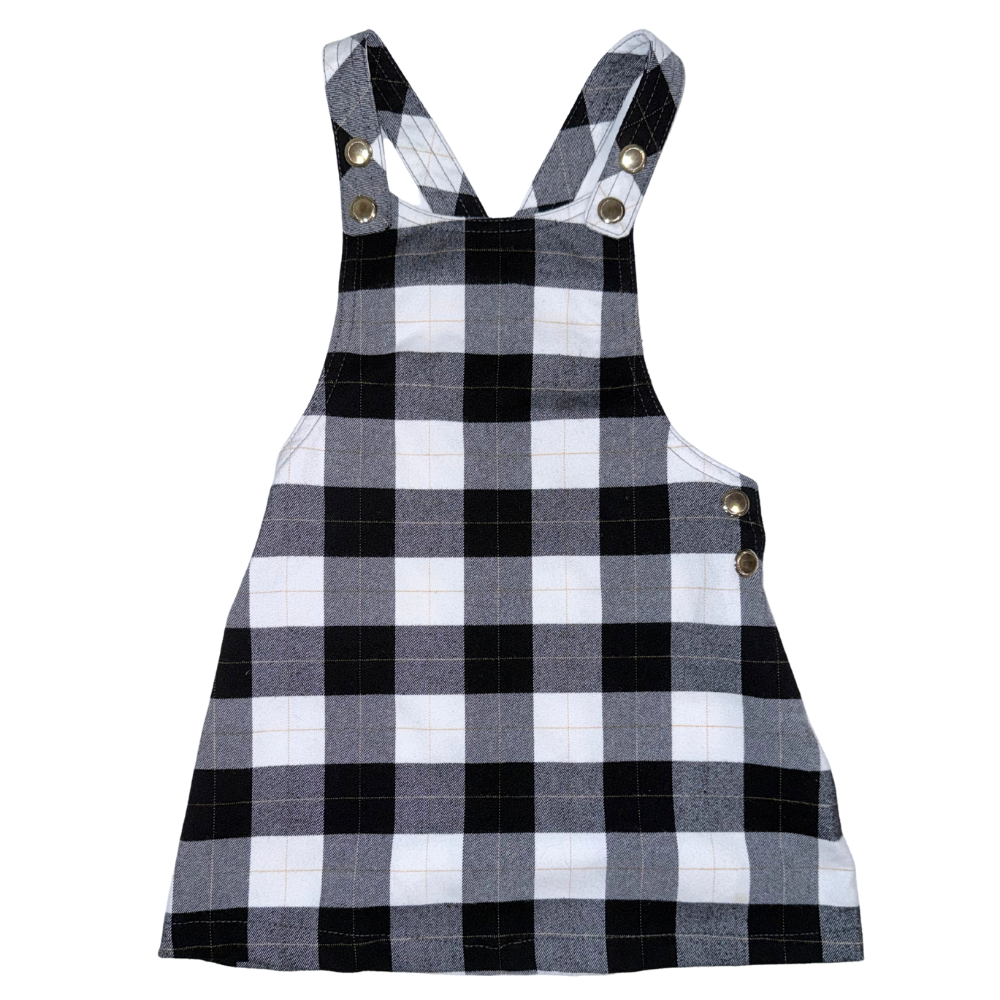 Black & white plaid overall dress | 2T