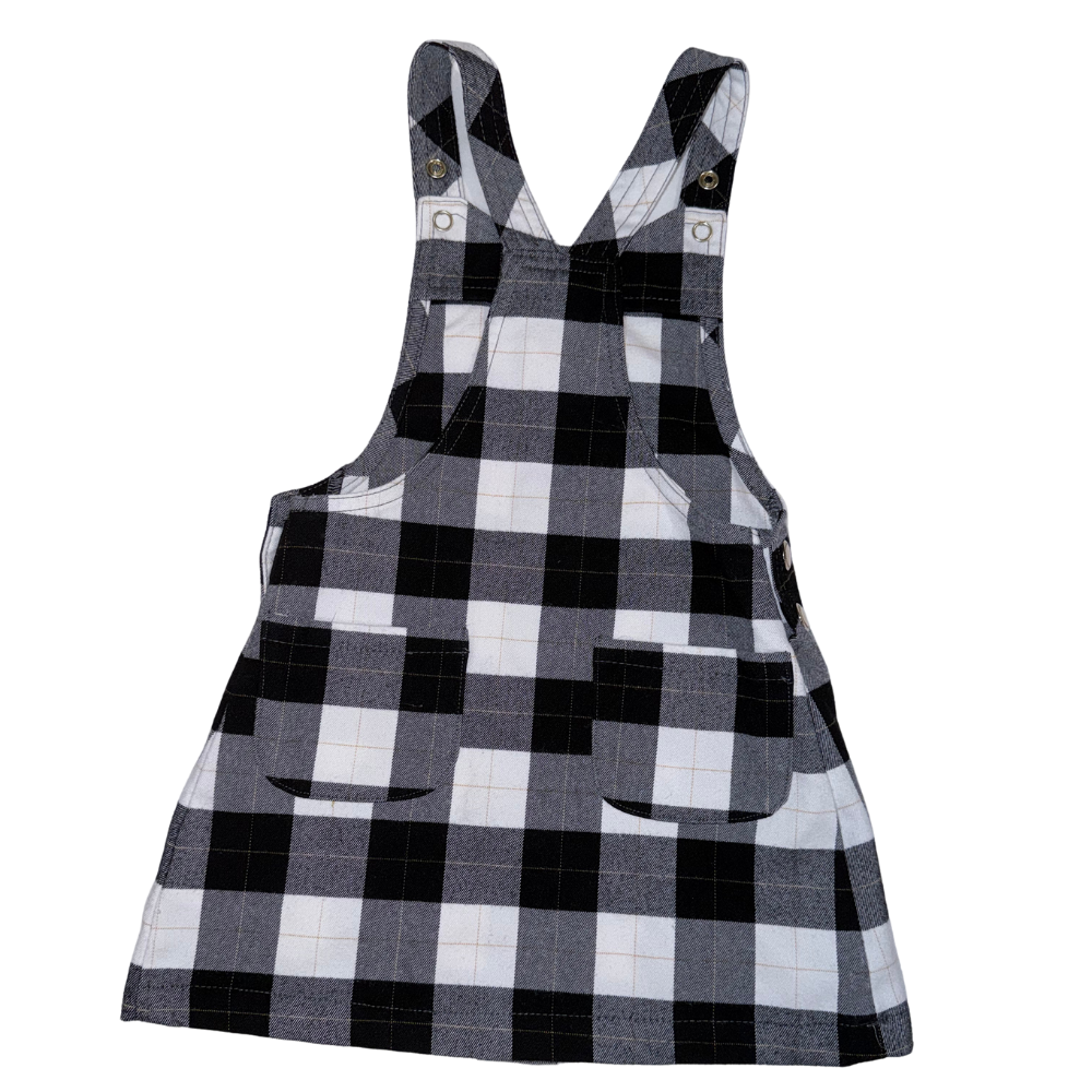 Black & white plaid overall dress | 2T