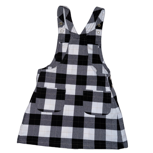 Black & white plaid overall dress | 2T