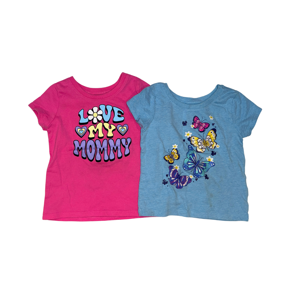 Set of two short-sleeve t-shirts | Pink & blue | 18-24M