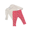 White long-sleeve t-shirt & floral pink leggings | 18M