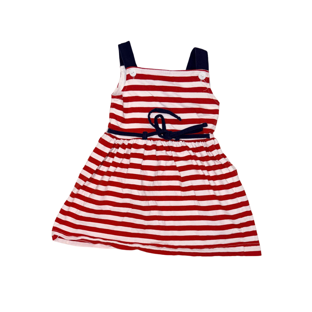 Red & white striped dress with strawberry pockets | 2T