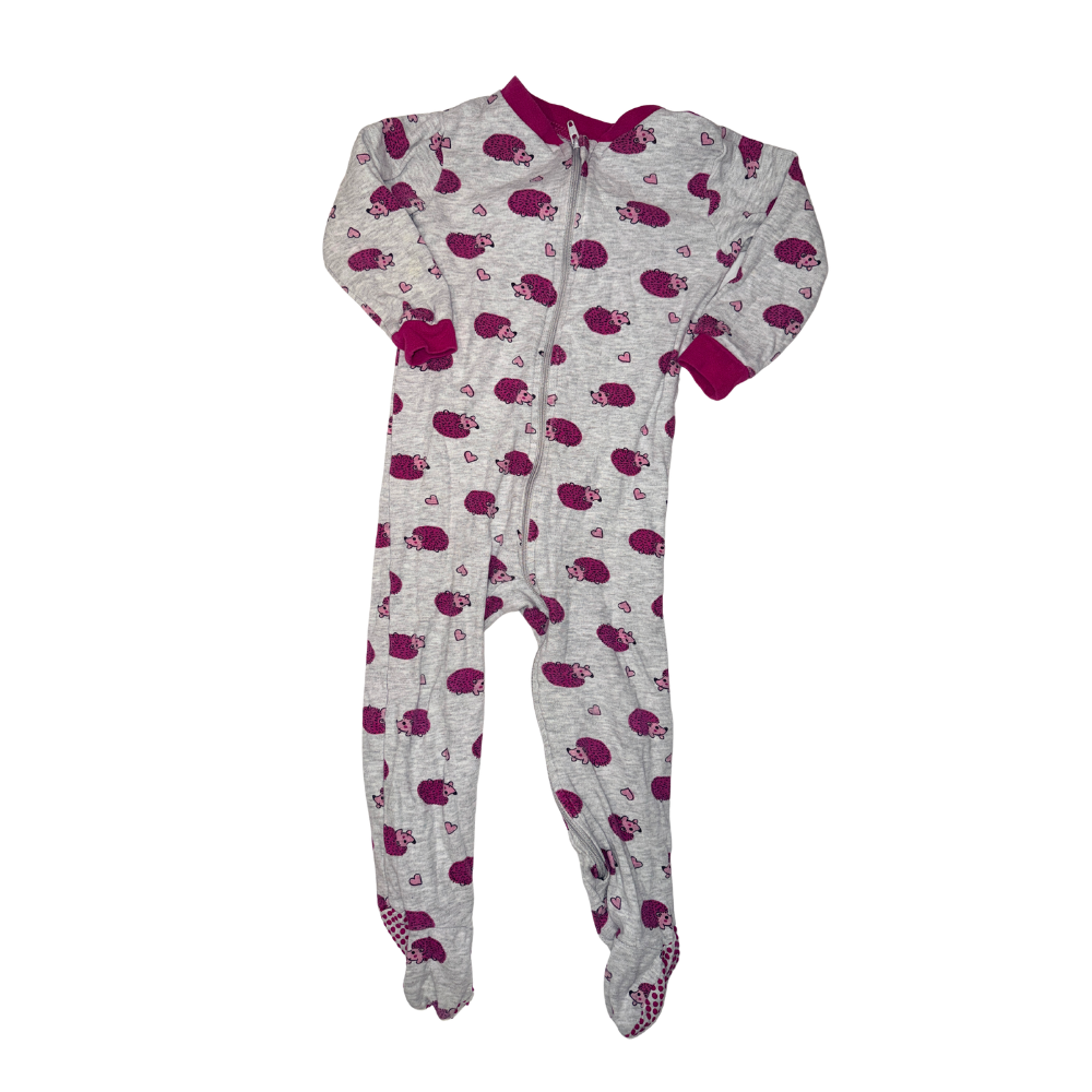 Grey & pink animal pattern onesie | 2T