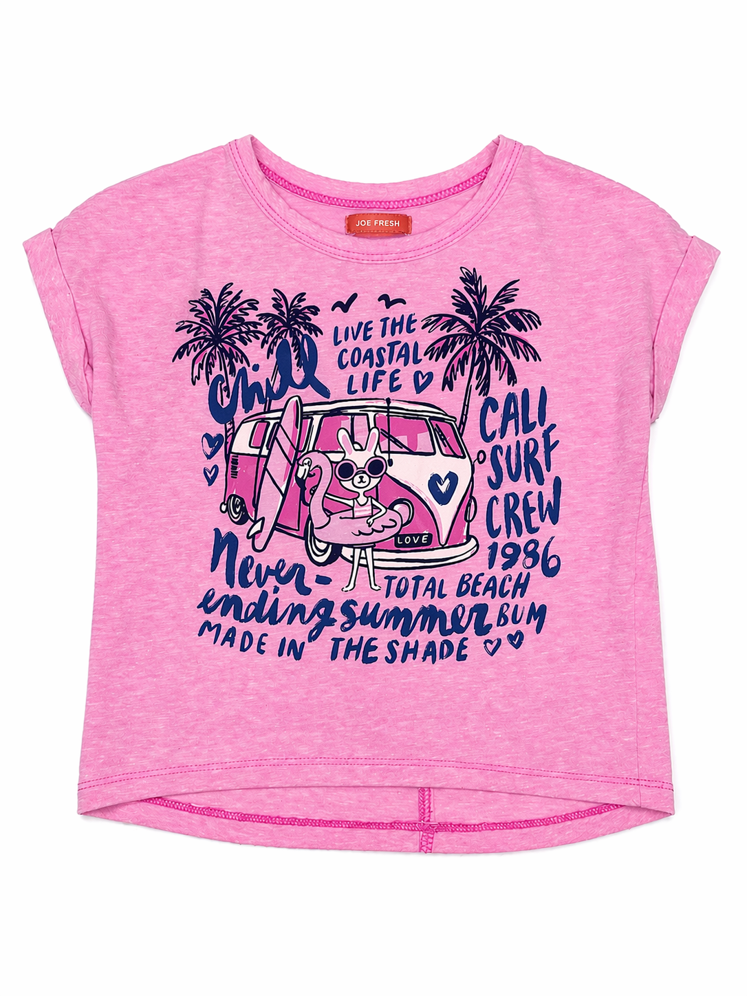 Pink short-sleeve t-shirt | Beach theme | 3T