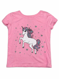 Pink short-sleeve t-shirt | Unicorn | 3T