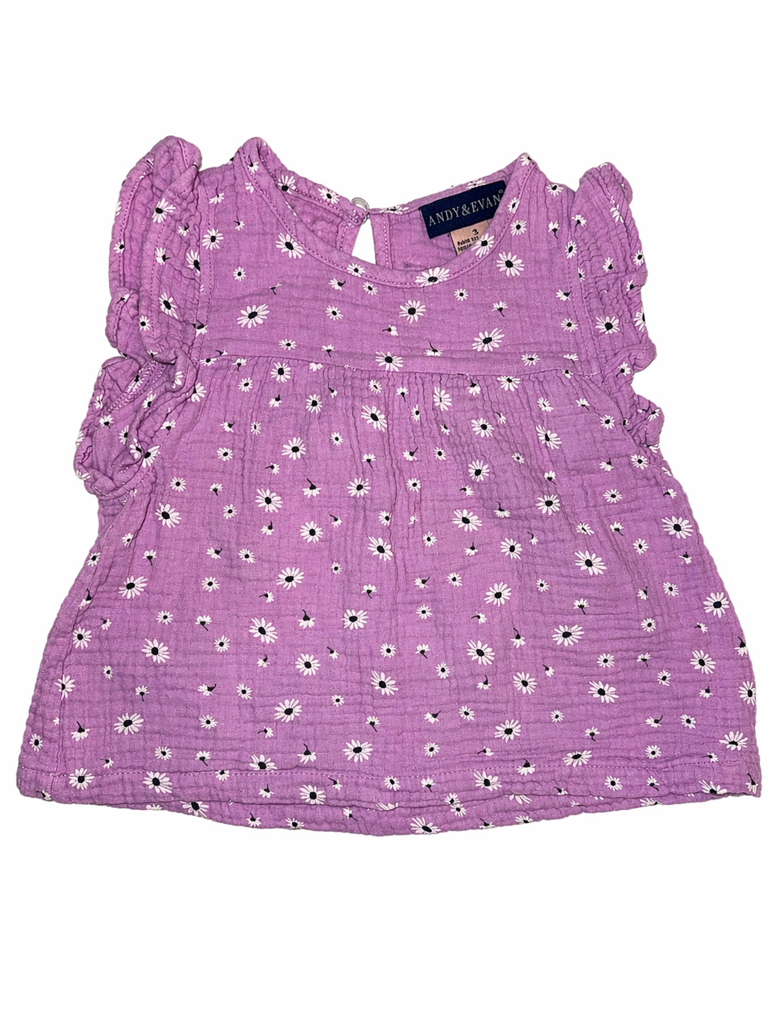Pink sleeveless t-shirt with white flowers | 3T