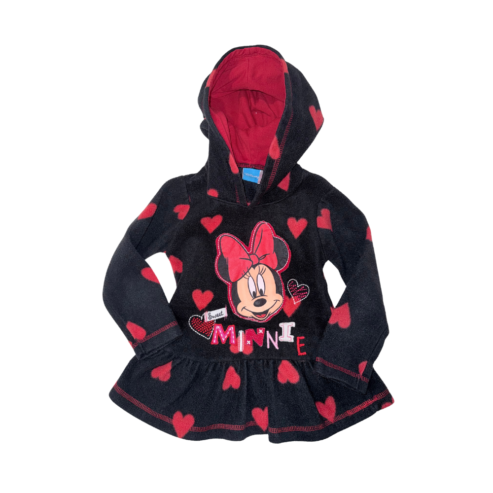 Minnie black fleece hoodie with hearts | 3T