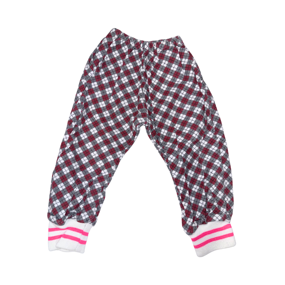 Plaid red grey with pink details pants | 3T
