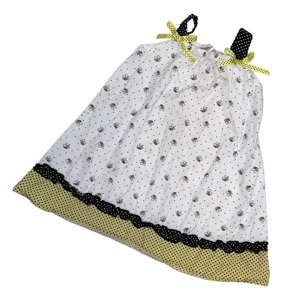White bees pattern dress | 3T