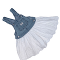Denim overall style dress with white ruffles | 3T