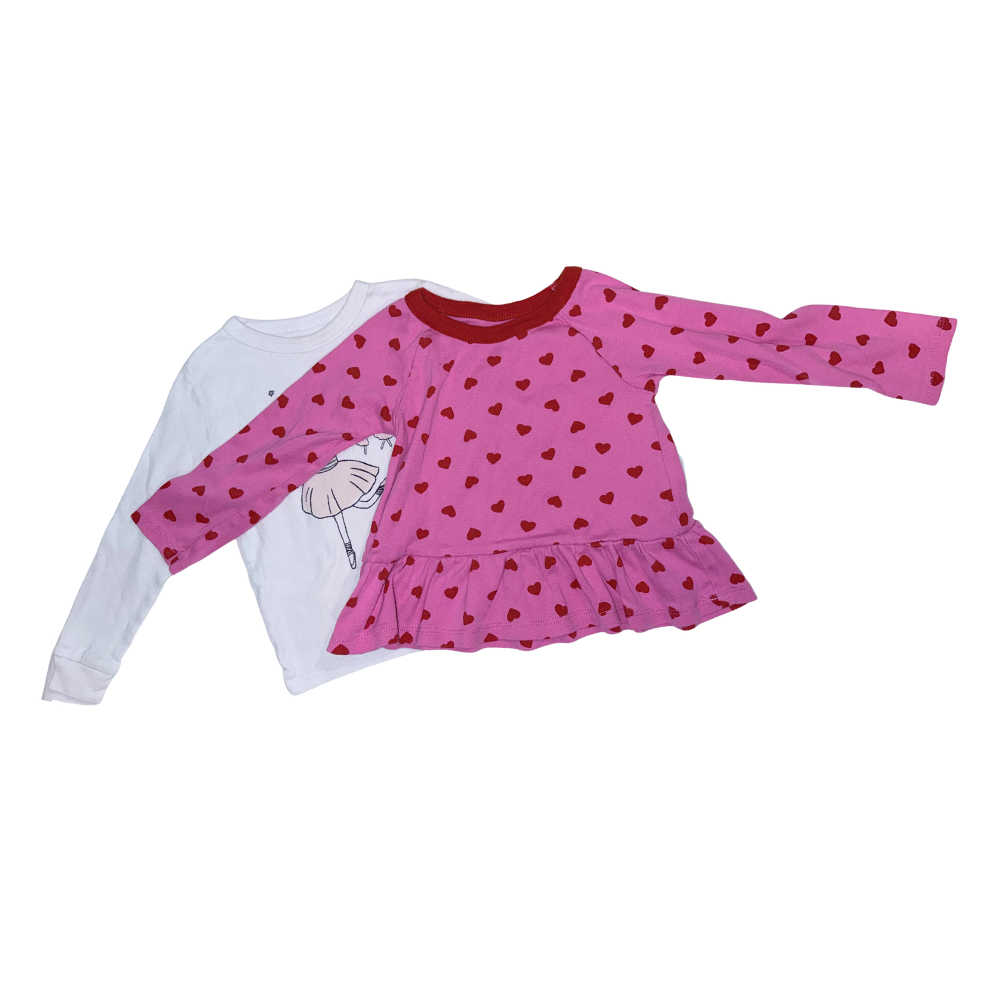Set of two long-sleeve t-shirts | White & Pink | 3T