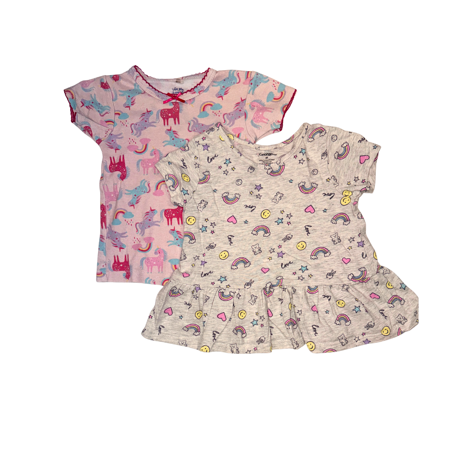 Rainbow & unicorn short-sleeve t-shirts | 3T
