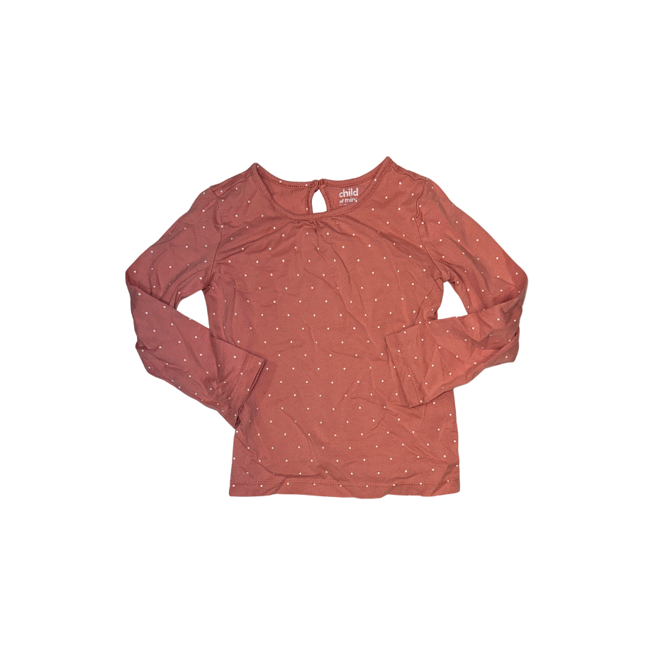 Set of 2 long-sleeve t-shirts | Brown ruffled & pink with dots | 3T