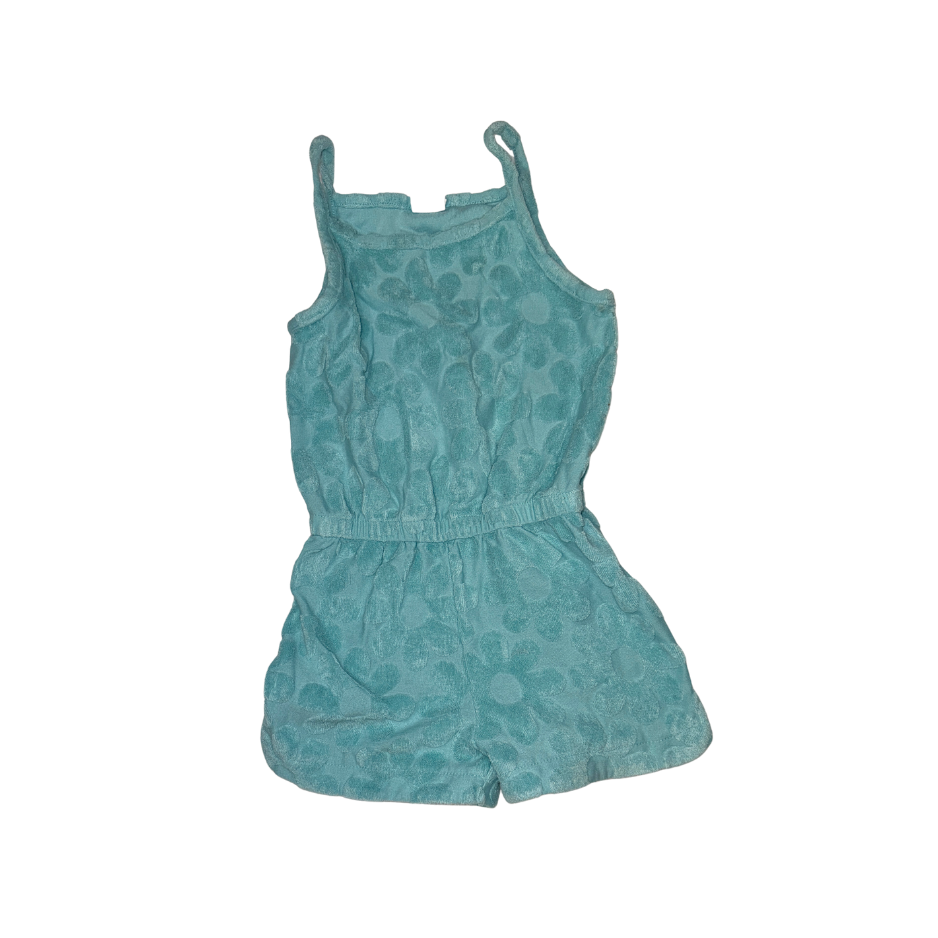 Aqua green terry velour romper | 3T