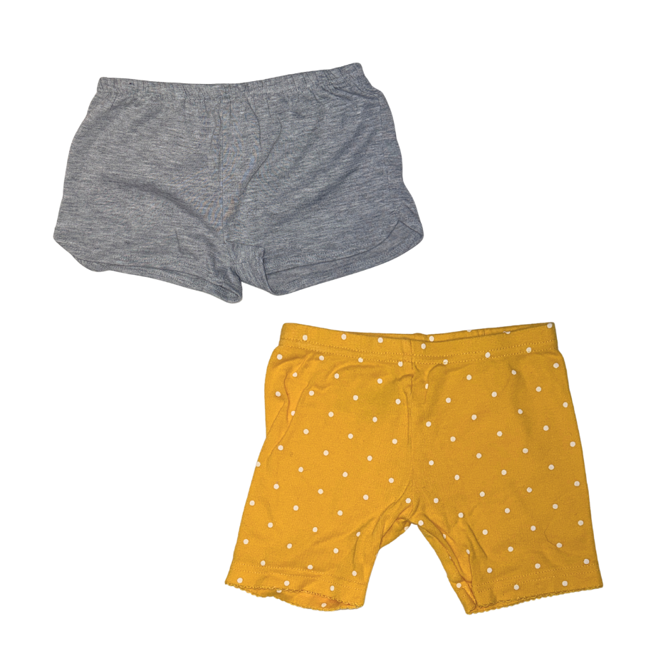 Set of 2 shorts | Yellow with white dots & basic grey | 3T