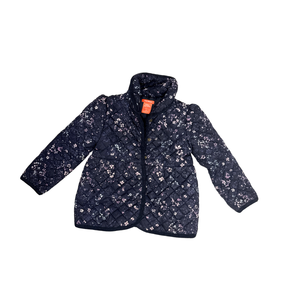 Joe Fresh | Winter Clothes | Floral Quilted Jacket | Navy With Floral Pattern | 3T