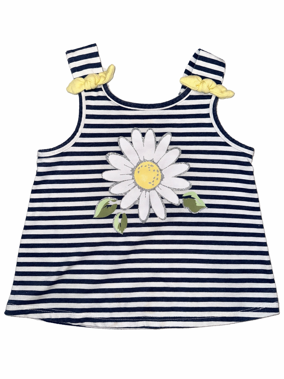 Sleeveless t-shirt with stripes & yellow bows | 4T