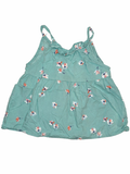 Green strapped t-shirt with flowers | 4T