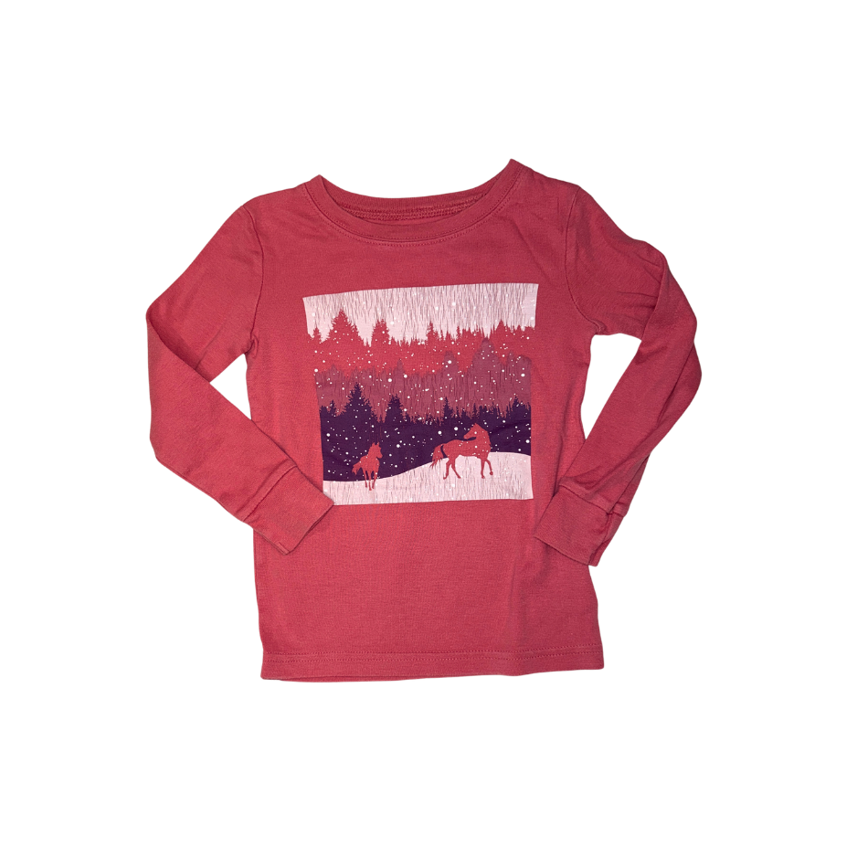 Pink horse theme long-sleeve t-shirt | 4T