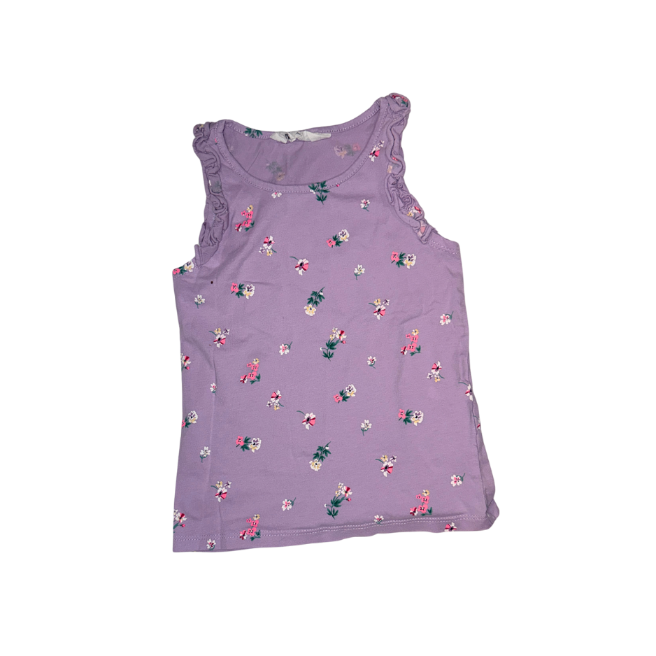 Lilac with flower pattern sleeveless t-shirt | 4-6T