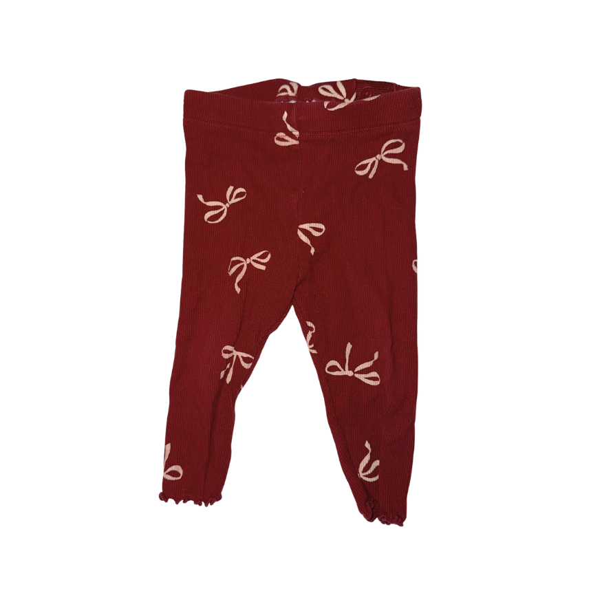 Dark red sweatshirt & pants with bows pattern | 4-6M