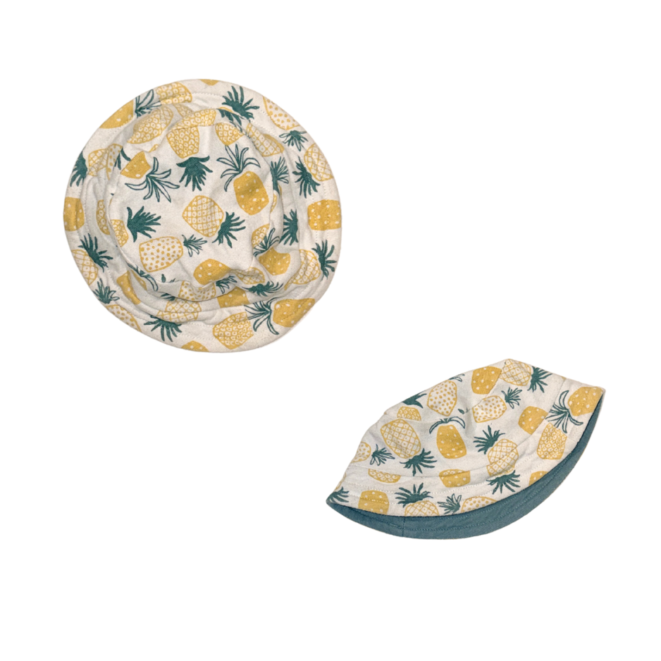 Pineapple pattern romper & sun hat | 6-9M